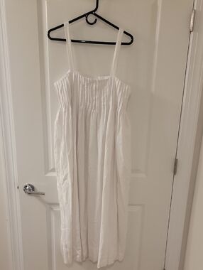 White Pintucked Pleats Strap Sundress
